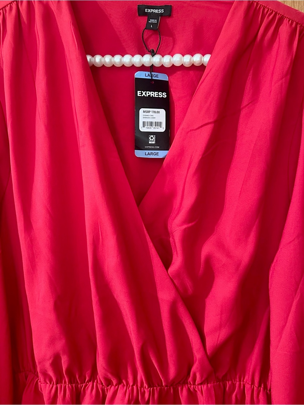 Holiday Red Dress Wrap V Style Neckline Dress w/Adj Loop Silver Belt
